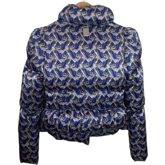 Thomas Wylde silk blue hummingbird print goose down puffer jacket size M - Picture 4 of 16